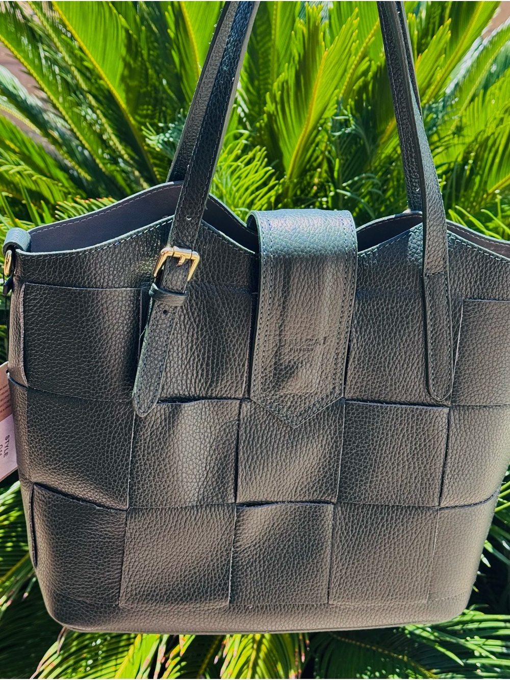 NEW! Unica Firenze Forest Green Woven Leather Tote From Florence Italy Style G11
